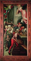 Bugnon-Altar: rechte Tafel, die Nächstenliebe darstellend, um 1507